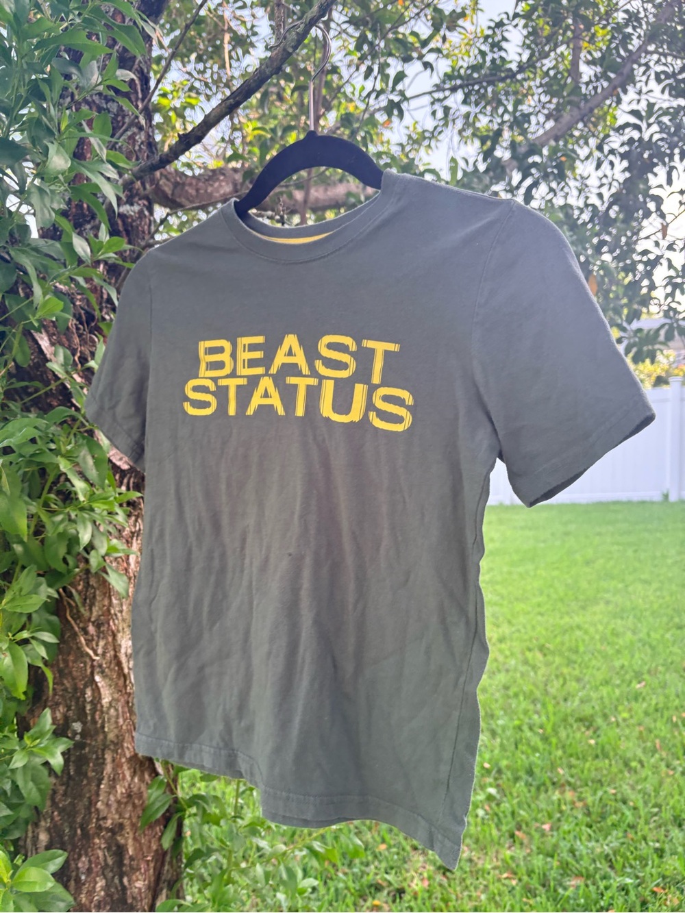 Xersion Olive Short-Sleeve Tee with Yellow 'BEAST STATUS' Graphic
